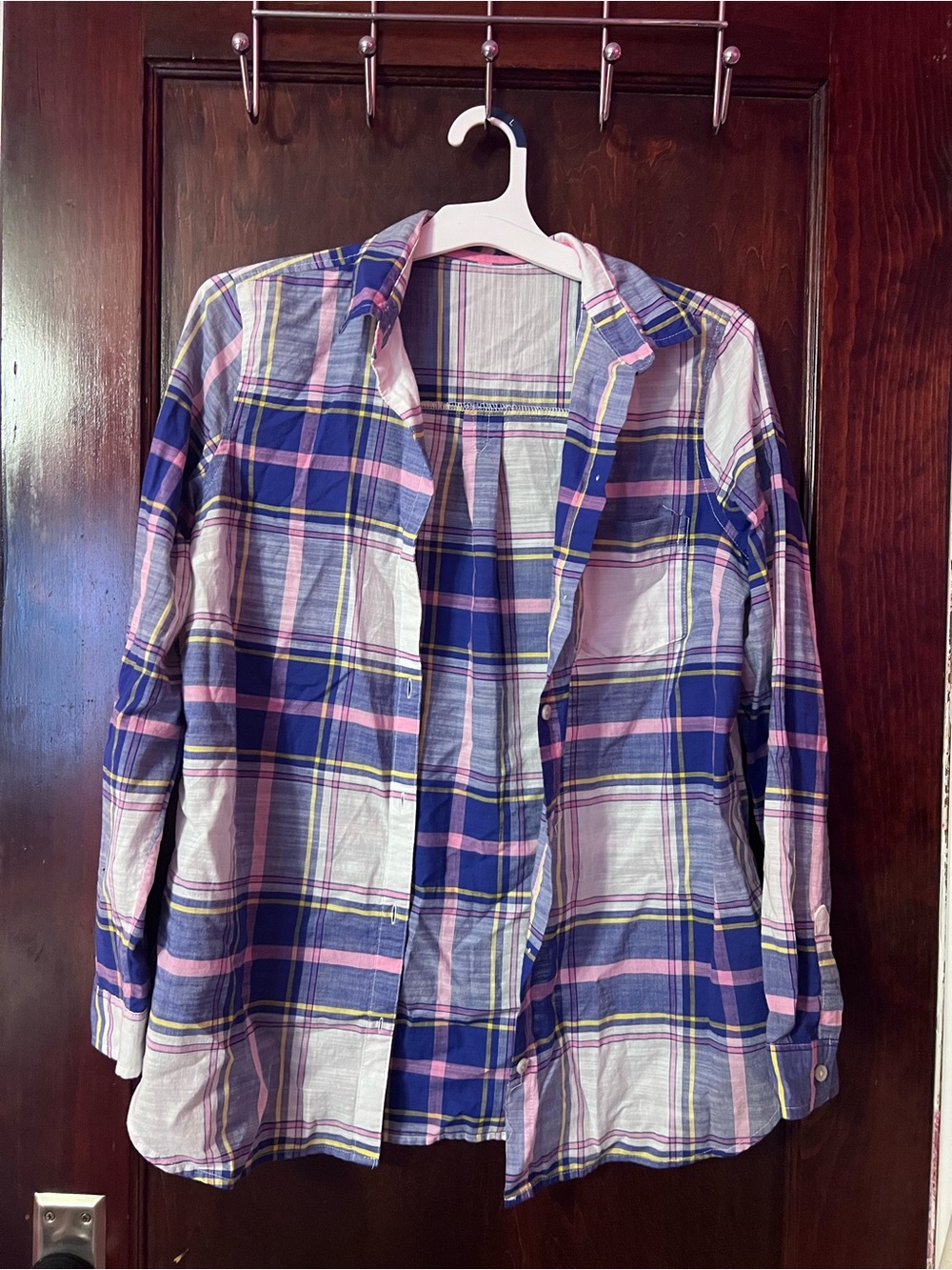 Old Navy Pink & Blue Plaid Shirt Jacket